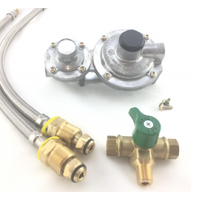 LPG DUAL MANUAL GAS REGULATOR KIT- DOUBLE BOTTLE - 450mm Suit Caravan Home Use 2 stage 5 PACK