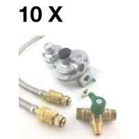 LPG DUAL MANUAL GAS REGULATOR KIT- DOUBLE BOTTLE - 450mm HosesSuit Caravan Home Use 2 stage 10 PACK