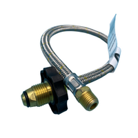 CARAVAN FLEXIBLE BRAIDED 900mm GAS LEAD WITH HAND WHEEL X 1/4 INVERTED THREAD