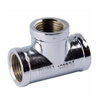 Screwed DR Brass Chrome Plated Female Tee 15mm BSP Watermarked PN. AW405