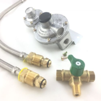 LPG DUAL MANUAL GAS REGULATOR KIT- DOUBLE BOTTLE - Suit Caravan Home Use 2 stage 450mm Hoses