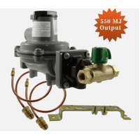 LPG Gas Regulator, 550 MJh Fisher Manual Change Over 2 x Pipes, and Bracket