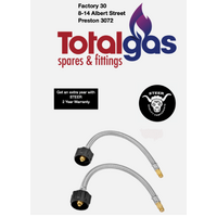 900mm Type F LCC27 Gas Hose - 1/4 Inv Flare Pigtail Pack of 2