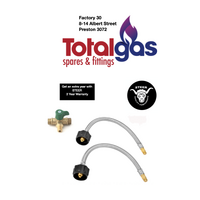 CARAVAN BRAIDED GAS PIGTAIL KIT CHANGEOVER TWIN CYL POL  1/4 INV FLARE 900mm LCC