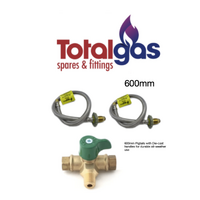 Changeover Valve Kit & Gas Pigtail Hose for Caravan House SS Braided 600mm