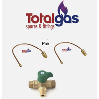 LPG  GAS CYLINDER KIT 2 X PIGTAIL COPPER HOSE & 3 WAY CONNECTOR WITH VALVE