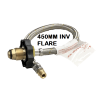LPG Braided Gas Hose Pigtail Caravan Hand Wheel POL - 1/4 INV FLARE 450mm