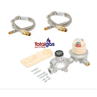 Bromic Auto Change Over LPG Gas Regulator Kit 400MJ Dual Bottle Caravan Home 450mm Hoses