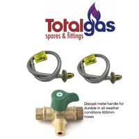 Gas Pigtail Hose and Changeover Valve Kit for Caravan and House 600mm Braided Hose Diecast Handle