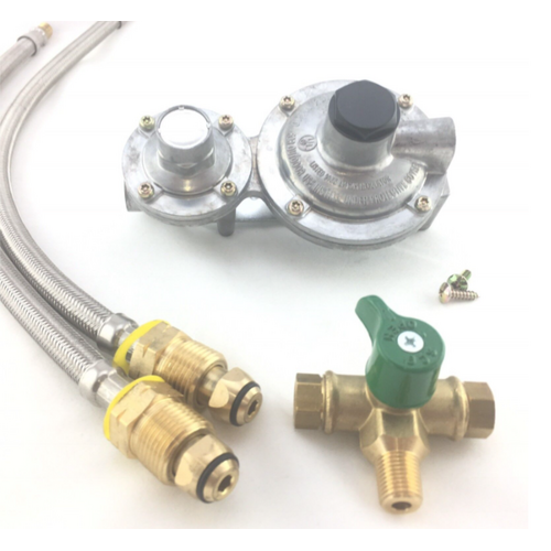 LPG DUAL MANUAL GAS REGULATOR KIT- DOUBLE BOTTLE - 450mm Suit Caravan Home Use 2 stage 5 PACK