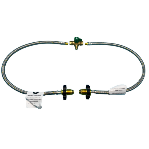 CARAVAN MANUAL CHANGEOVER TAP AND 600mm GAS FLEXI PIGTAIL KIT. SUPPLIED LOOSE