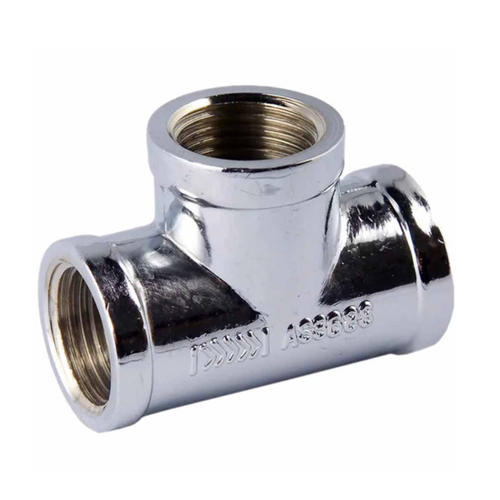 Screwed DR Brass Chrome Plated Female Tee 15mm BSP Watermarked PN. AW405