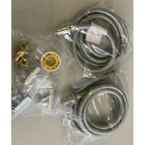 Single to Dual Gas Bayonet Double Adapter  Caravans, 2 x  HOSE 3m SAE Weber