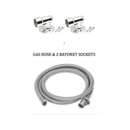 3M STAINLESS STEEL BRAIDED GAS HOSE 3/8" BSP X BAYONET COUPLING 2 FLOOR SOCKETS