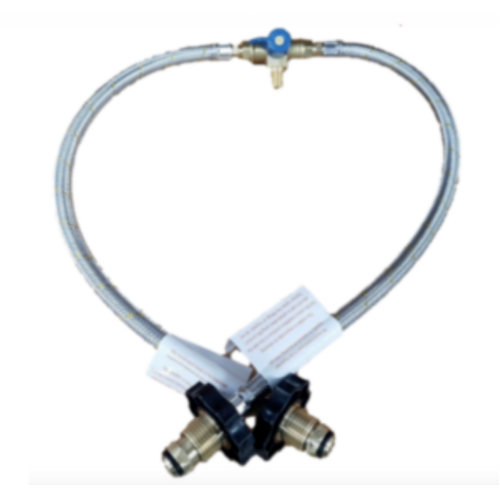 CARAVAN BRAIDED GAS PIGTAIL KIT CHANGEOVER TWIN CYL POL - 1/4 INV FLARE 450mm