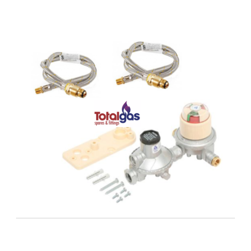 Bromic Auto Change Over LPG Gas Regulator Kit 400MJ Dual Bottle Caravan Home 450mm Hoses