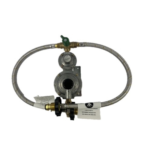 LPG REGULATOR KIT TWIN/DUAL STAGE 250MJ SUIT 450mm Hoses CARAVAN AND HOME USE (W/FLEX HANDWHEEL)